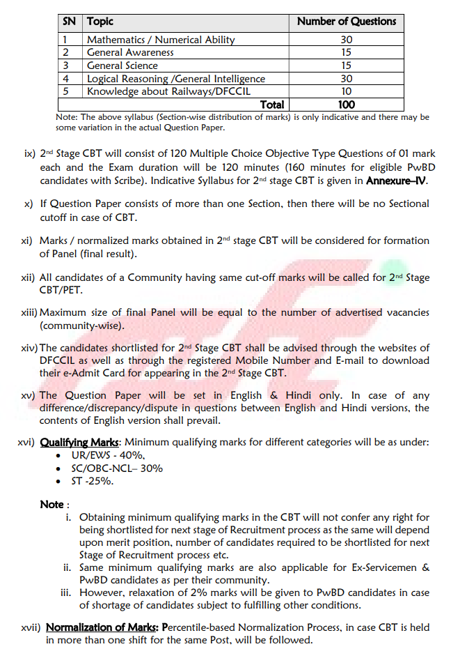 DFCCIL MTS Selection Process 2025