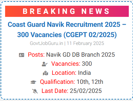 Coast Guard Navik Recruitment 2025