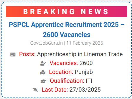 PSPCL Apprentice Recruitment 2025