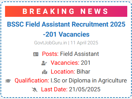BSSC Field Assistant Recruitment 2025