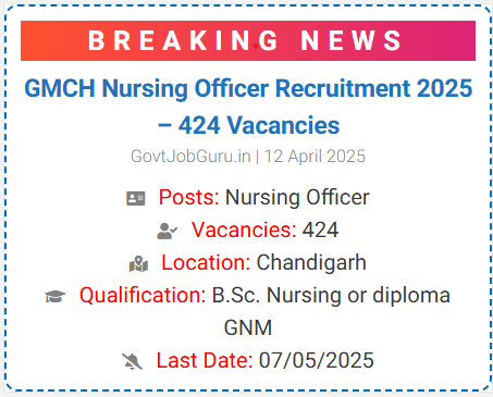 GMCH Nursing Officer Recruitment 2025