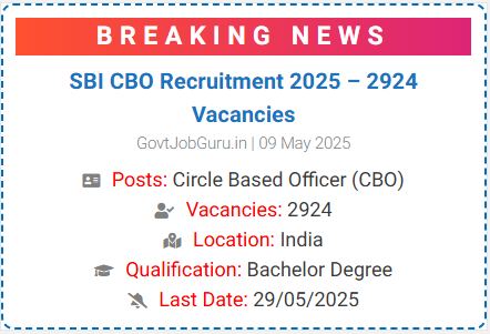 SBI CBO Recruitment 2025 SBI CBO Recruitment 2025
