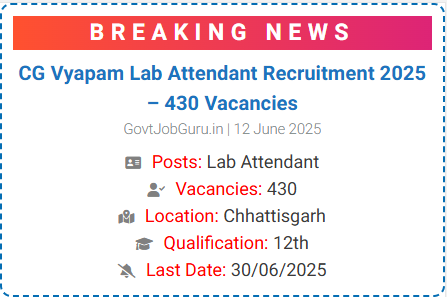 CG Vyapam Lab Attendant Recruitment 2025