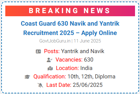 Indian Coast Guard Navik yatrik recruitment 2025
