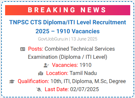 TNPSC CTC Diploma or ITI Level Recruitment 2025