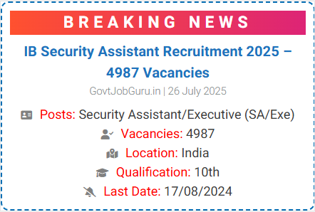 IB Security Assistant Recruitment 2025