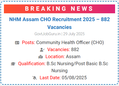 NHM Assam CHO Recruitment 2025