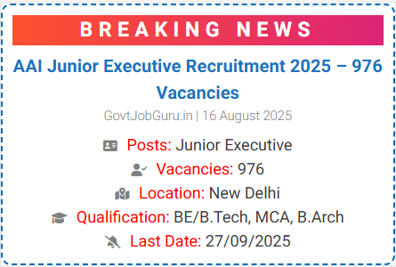 AAI Junior Executive Recruitment 2025