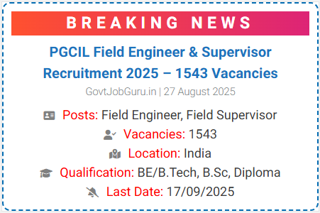 PGCIL Engineer Supervisor Recruitment 2025