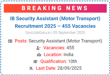 IB SA MT Recruitment 2025