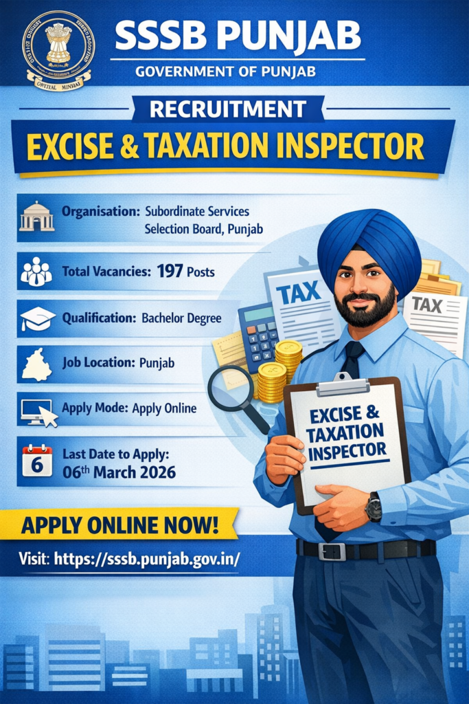 PSSSB Excise Taxation Inspector Recruitment 2026