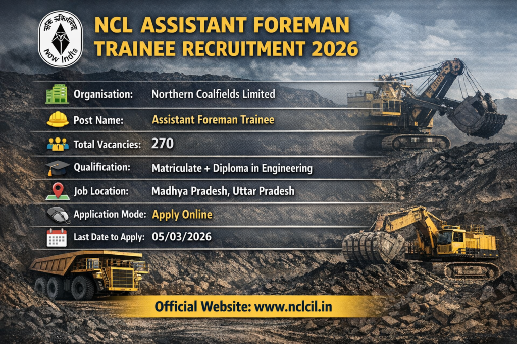 ncl assistant forman recruitment 2026