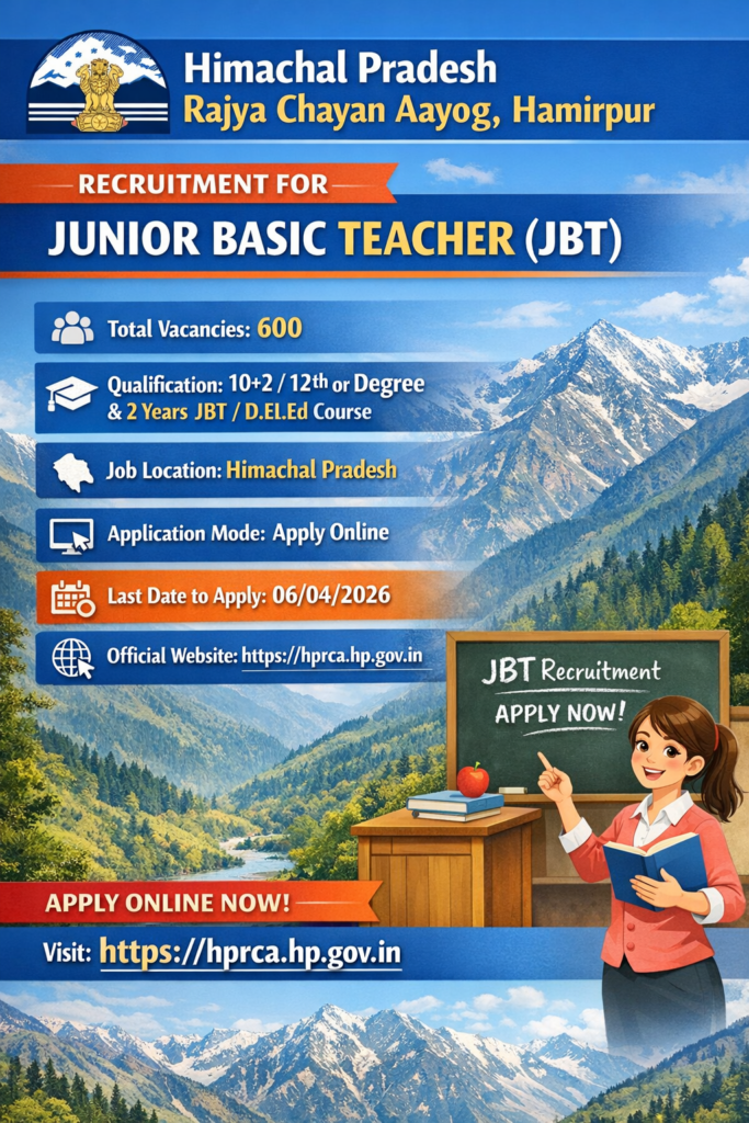 HPRCA JBT Recruitment 2026