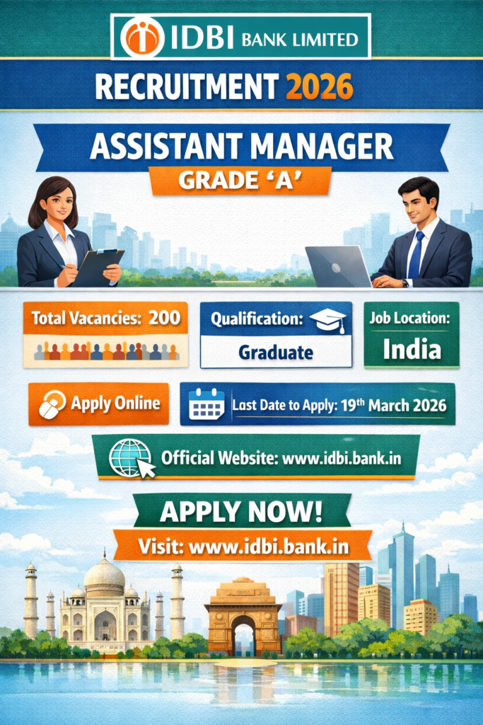 IDBI Bank Assistant Manager Recruitment 2026