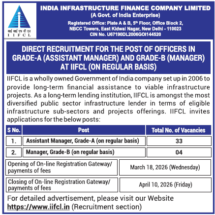 IIFCL Officer Recruitment 2026