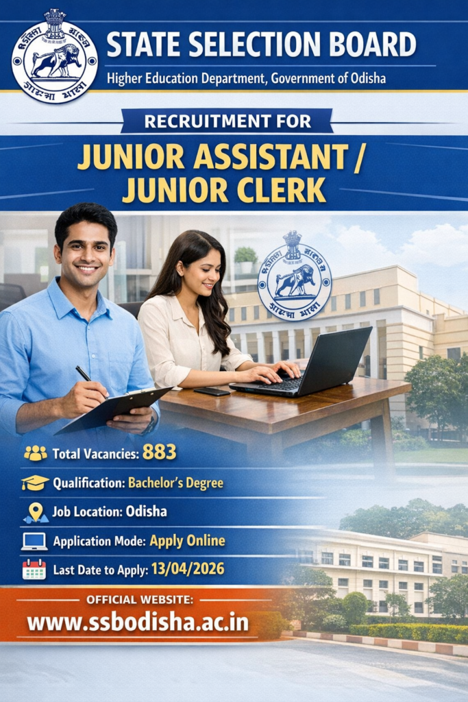 SSB Odisha Junior Assistant Clerk Recruitment 2026