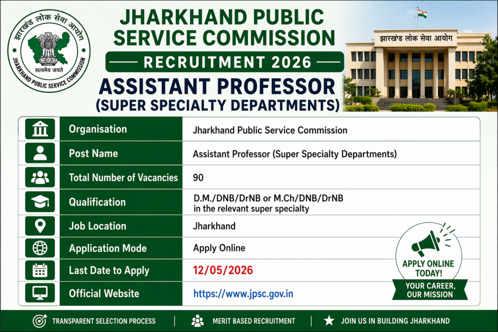 JPSC Assistant Professor Recruitment 2026