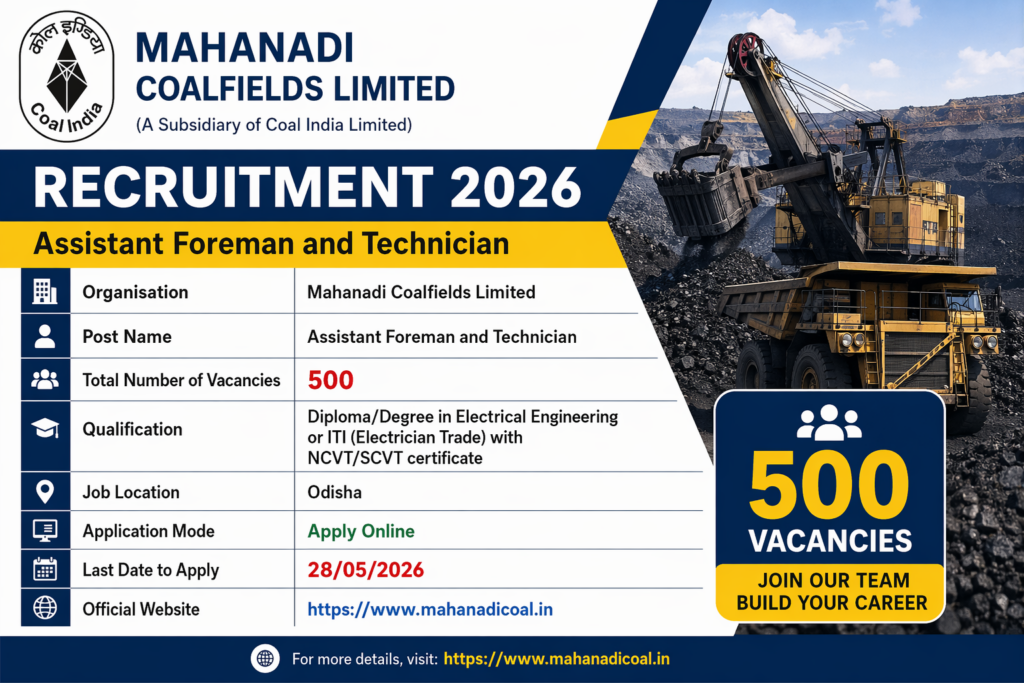 MCL Assistant Foeman and Technician recruitment 2026