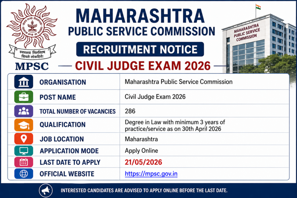 MPSC Civil Judge Recruitment 2026