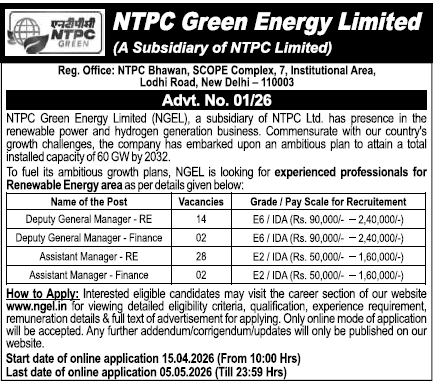 NEGL Recruitment 2026