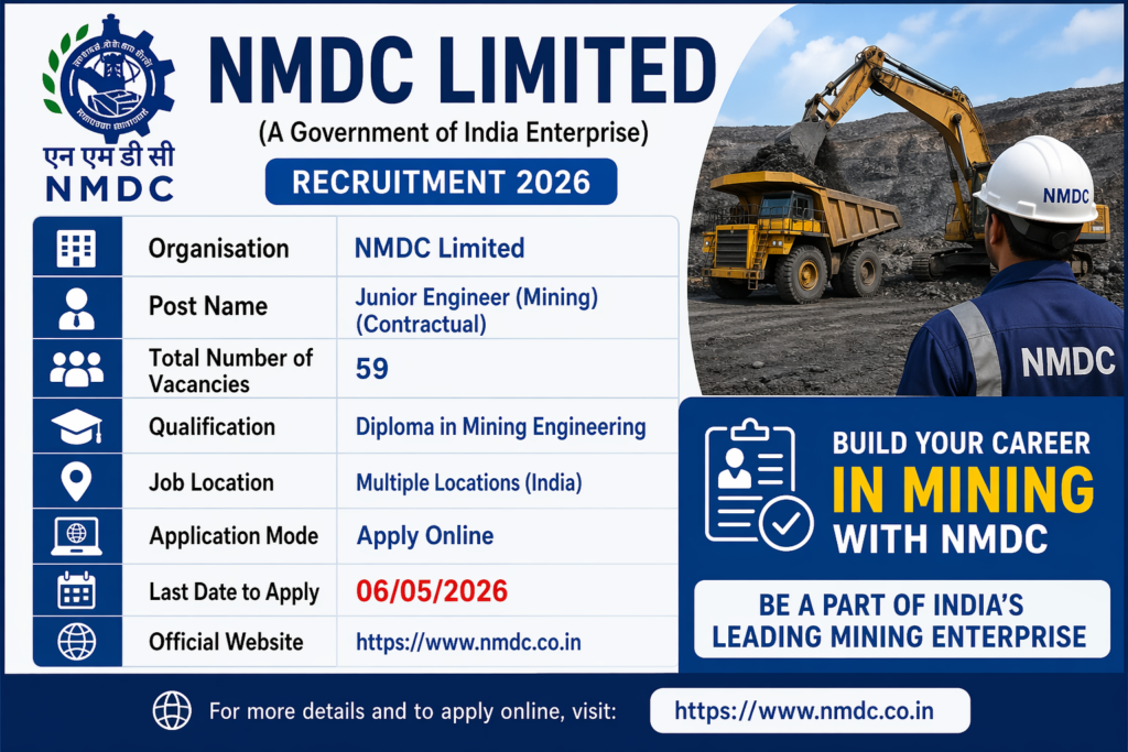 NMDC JE Recruitment 2026