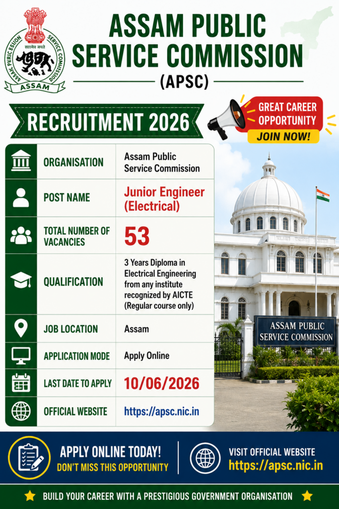 APSC JE Electrical Recruitment 2026