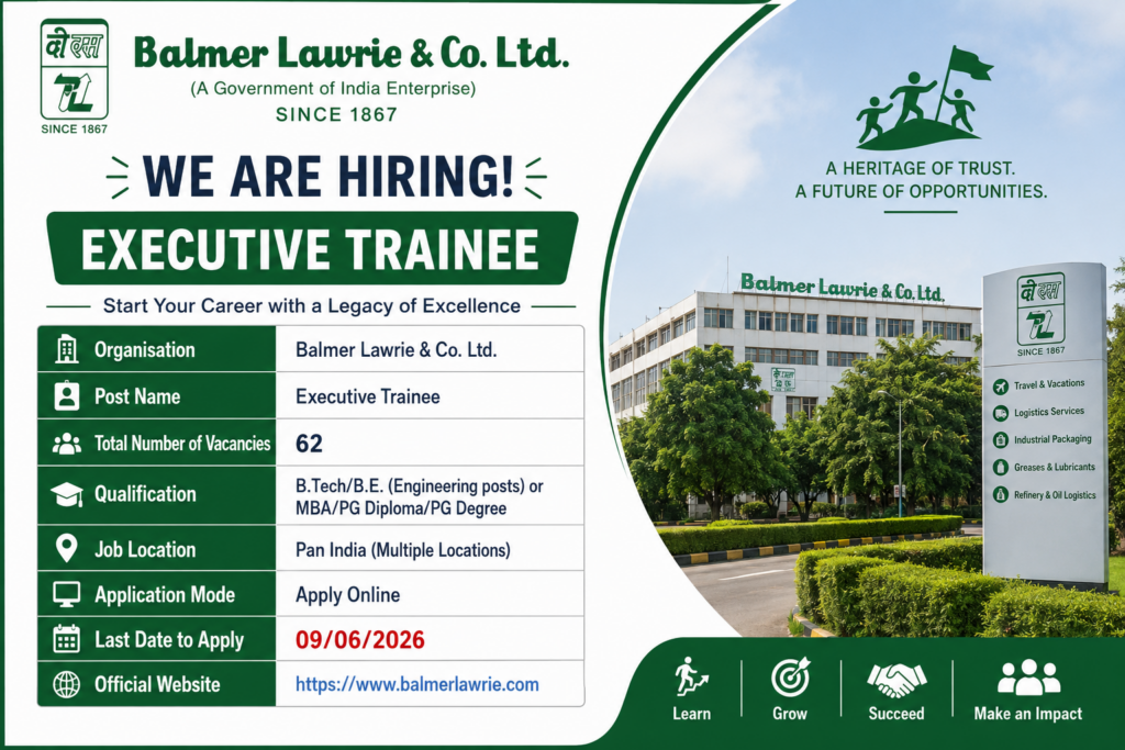 Balmer Lawrie Executive Trainee Recruitment 2026