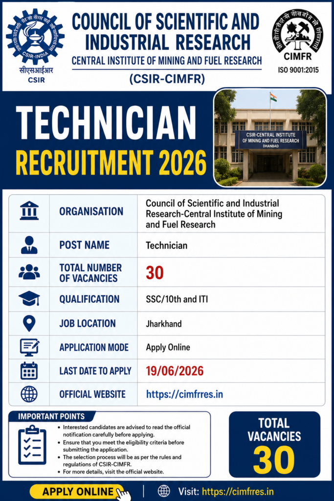 CIMFR Technician Recruitment 2026