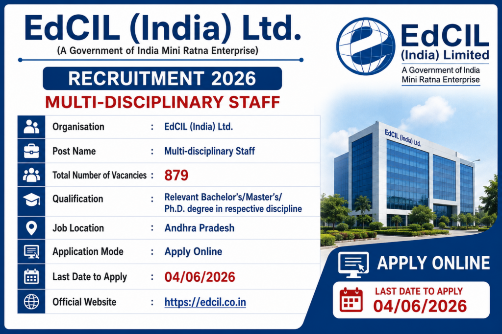 EdCIL Multidisciplinary Staff Recruitment 2026