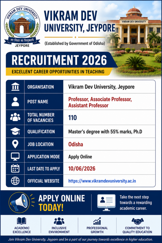 Vikram Dev University Faculty Recruitment 2026