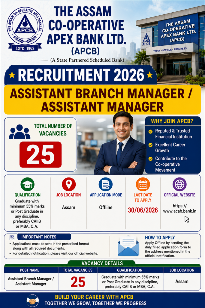 Assam Apex Bank Assistant Branch Manager Recruitment 2026