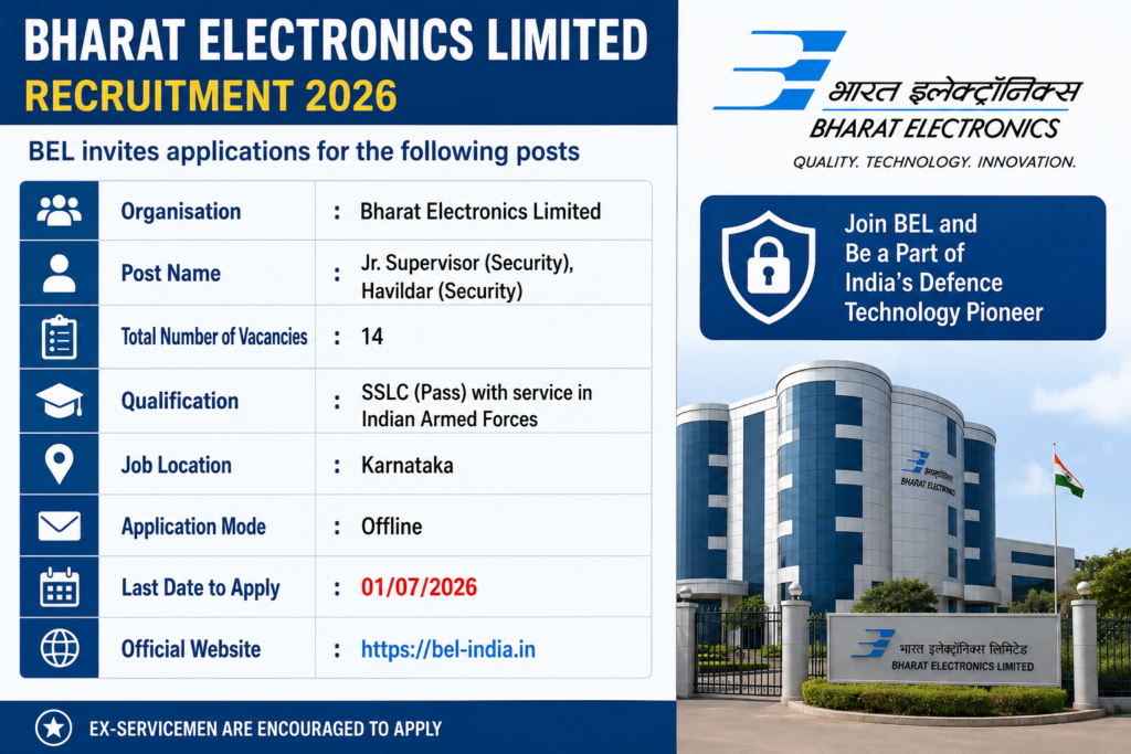 BEL Havildar & Supervisor Security Recruitment 2026