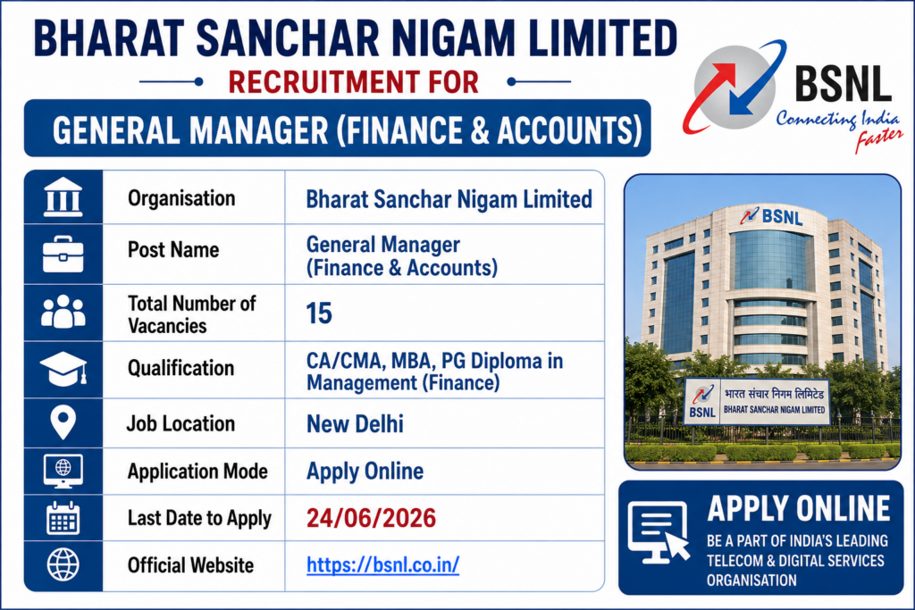 BSNL General Manager Recruitment 2026