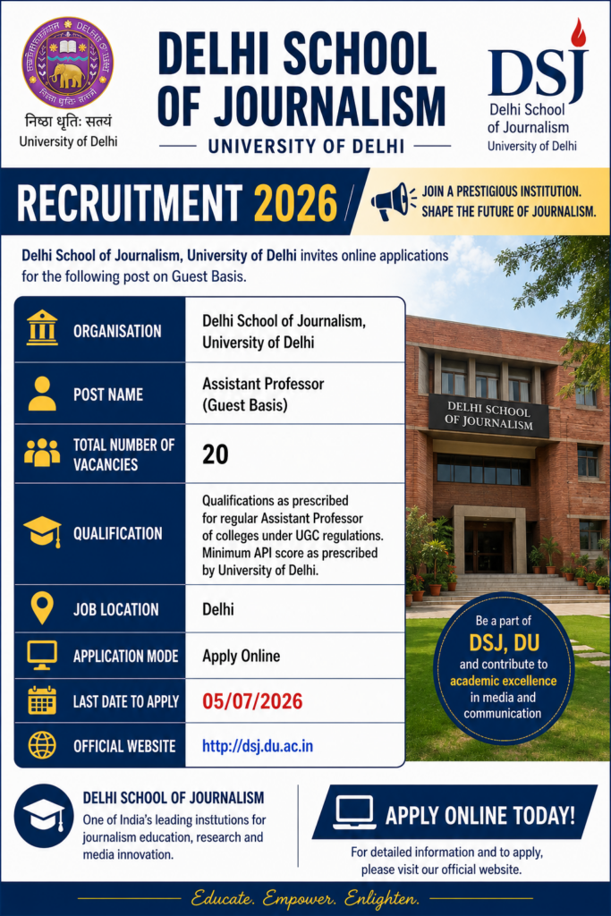 Delhi University Assistant Professor Recruitment 2026
