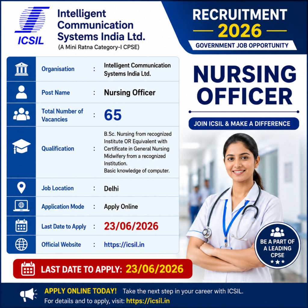 ICSIL Nursing Officer Recruitment 2026
