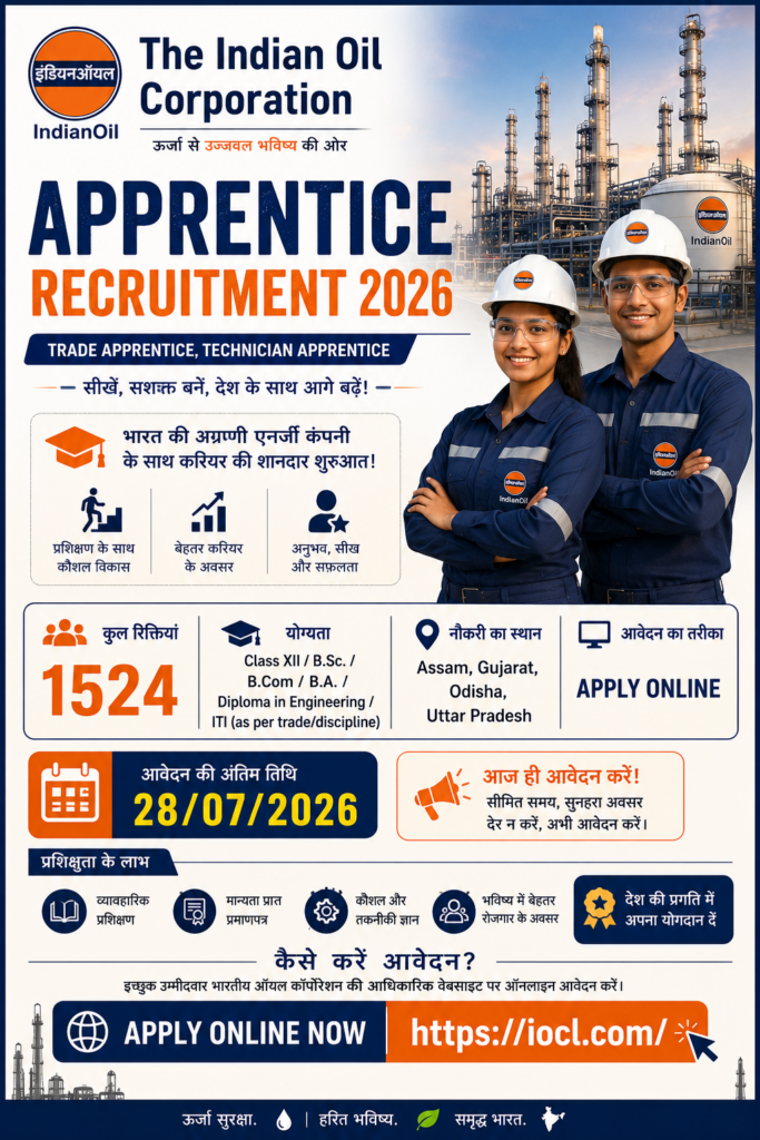 IOCL 1524 Apprentice Recruitment 2026