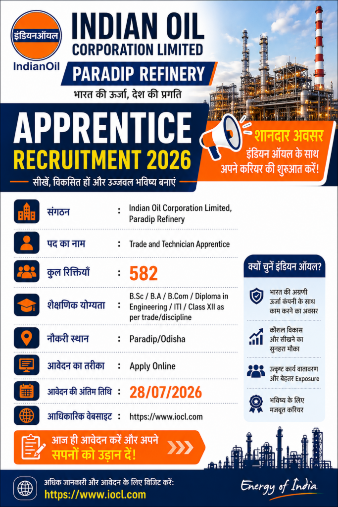 IOCL Paradip Apprentice Recruitment 2026