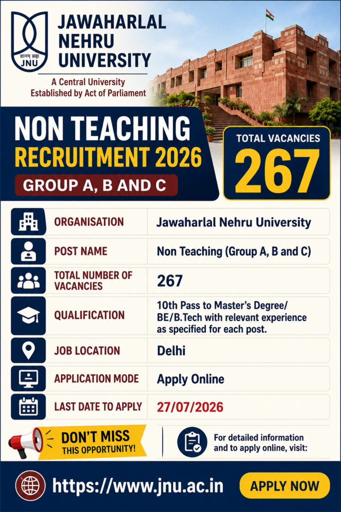 JNU Non Teaching Recruitment 2026