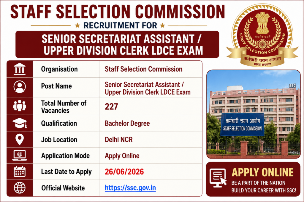 SSC SSA UDC recruitment 2026