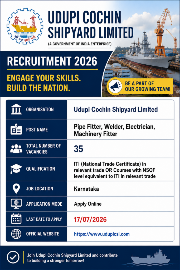 UCSL Workmen Recruitment 2026