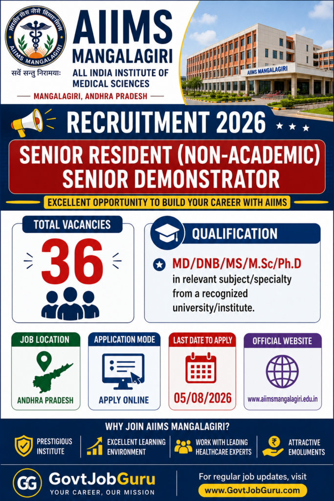 AIIMS Mangalagiri Senior Resident Recruitment 2026