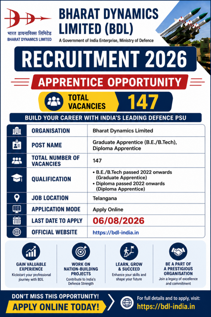 BDL Apprentice Recruitment 2026
