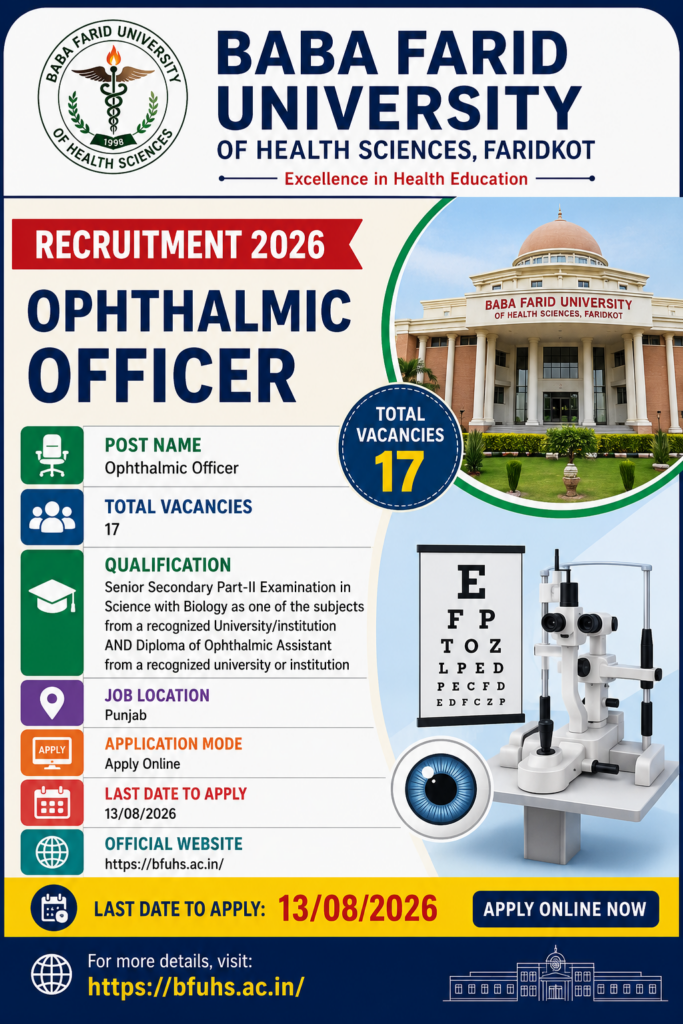 BFUHS Ophthalmic Officer Recruitment 2026