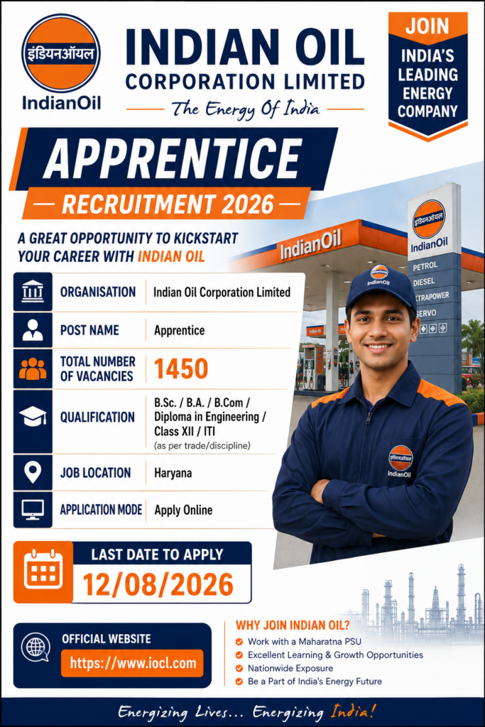 IOCL Panipat Apprentice Recruitment 2026