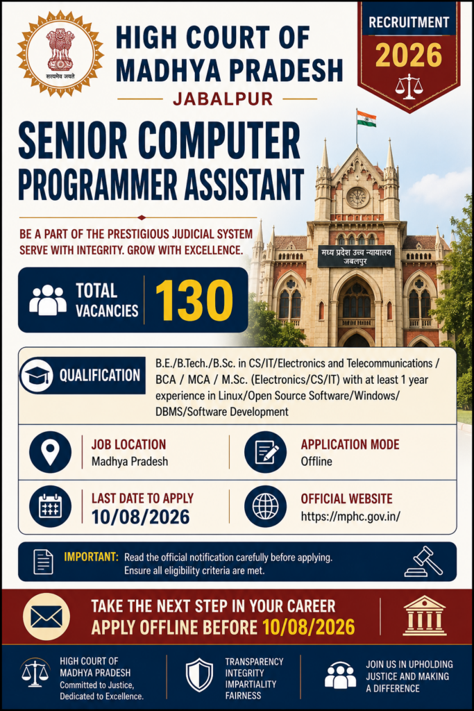 MP High Court Senior Computer Programmer Assistant Recruitment 2026
