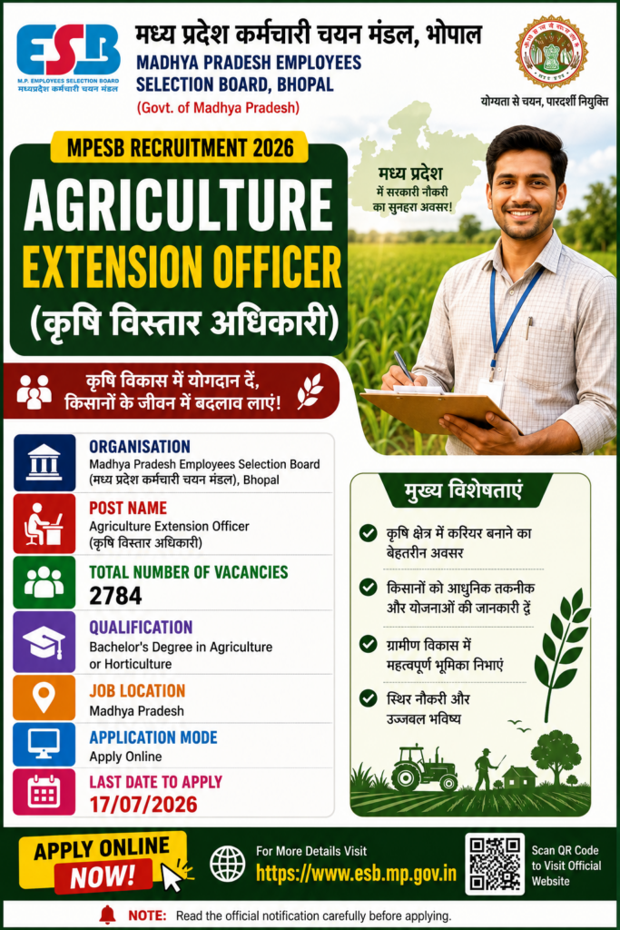 MPESB Agriculture Extension Officer Recruitment 2026