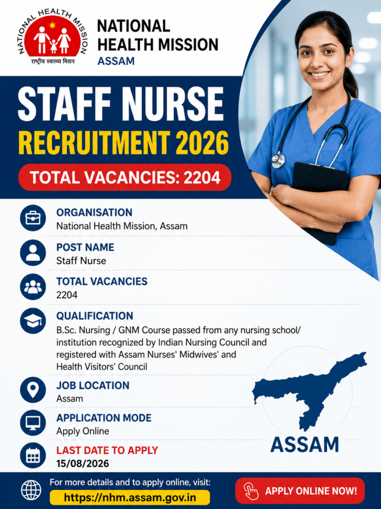 NHM Assam Staff Nurse Recruitment 2026