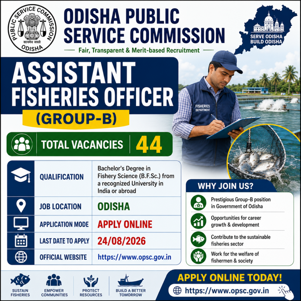 OPSC Assistant Fisheries Officer Recruitment 2026