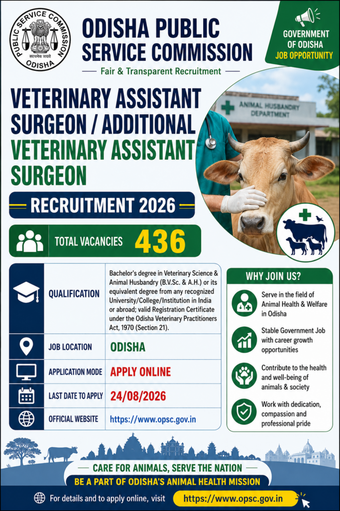 OPSC Veterinary Assistant Surgeon Recruitment 2026