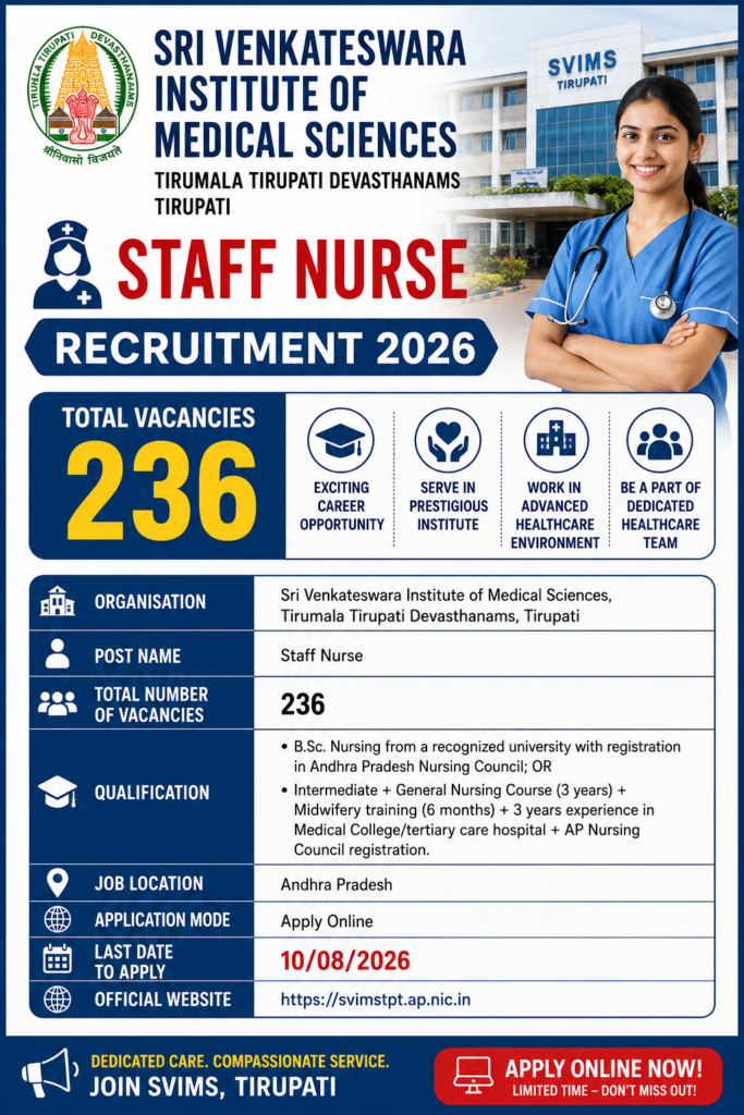 SVIMS Staff Nurse Recruitment 2026 